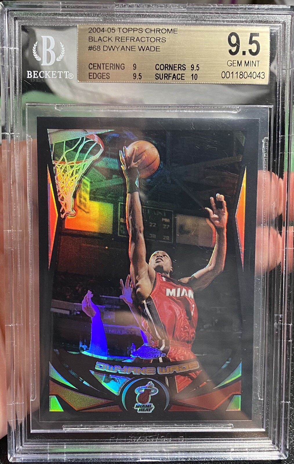 BGS 9.5 DWYANE WADE 2004/05 Topps Chrome #68 Black Refractor #’d /500 Miami Heat