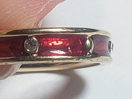 Joan Rivers Ring Red Enamel Stackable Crystal Sz … - image 3