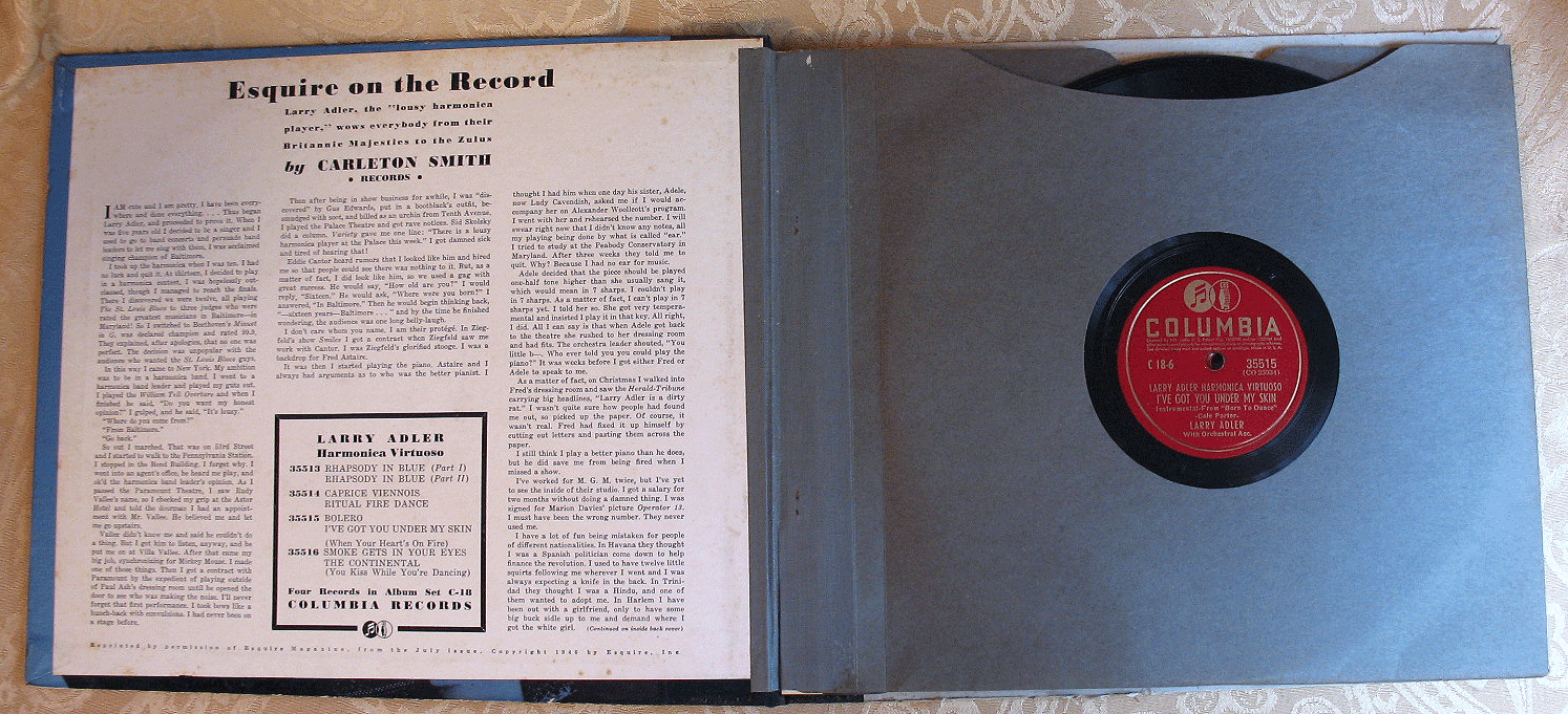 Larry Adler Harmonica Virtuoso, 4 Record Set, 78 RPM, Columbia Label eBay