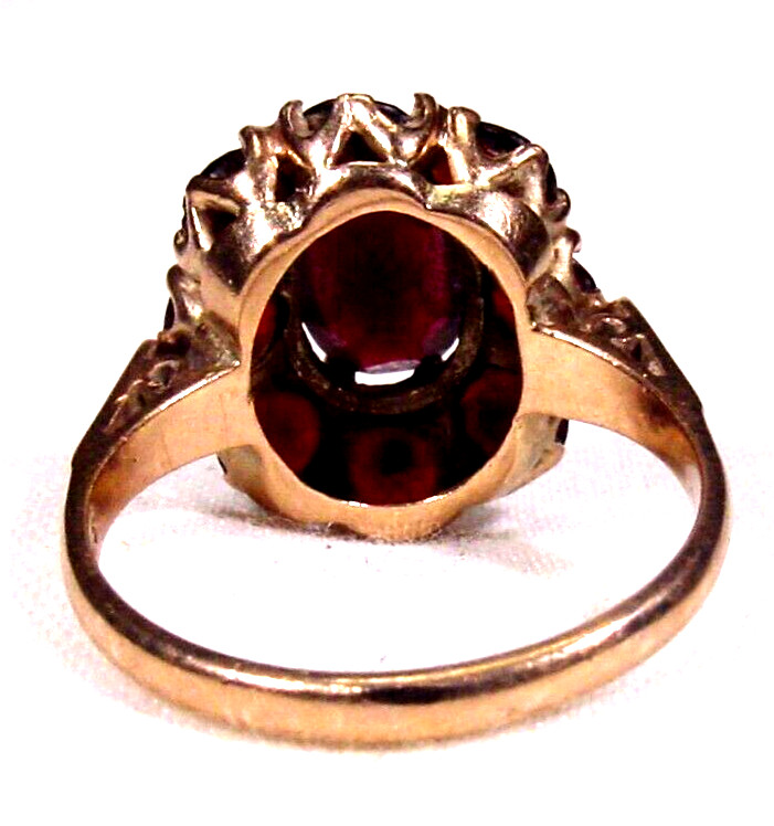 2.50 ct Garnet Cluster Ring 10K Solid Gold Solita… - image 6
