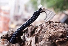 Custom Handmade Axe Viking Battle Steel Carbon Medieval Sheath Hand Forged Beard