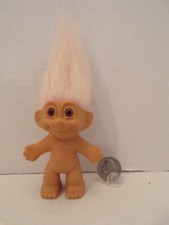 Russ Troll Doll 3" Vintage No Clothes Long Soft Pink Hair Brown Eyes