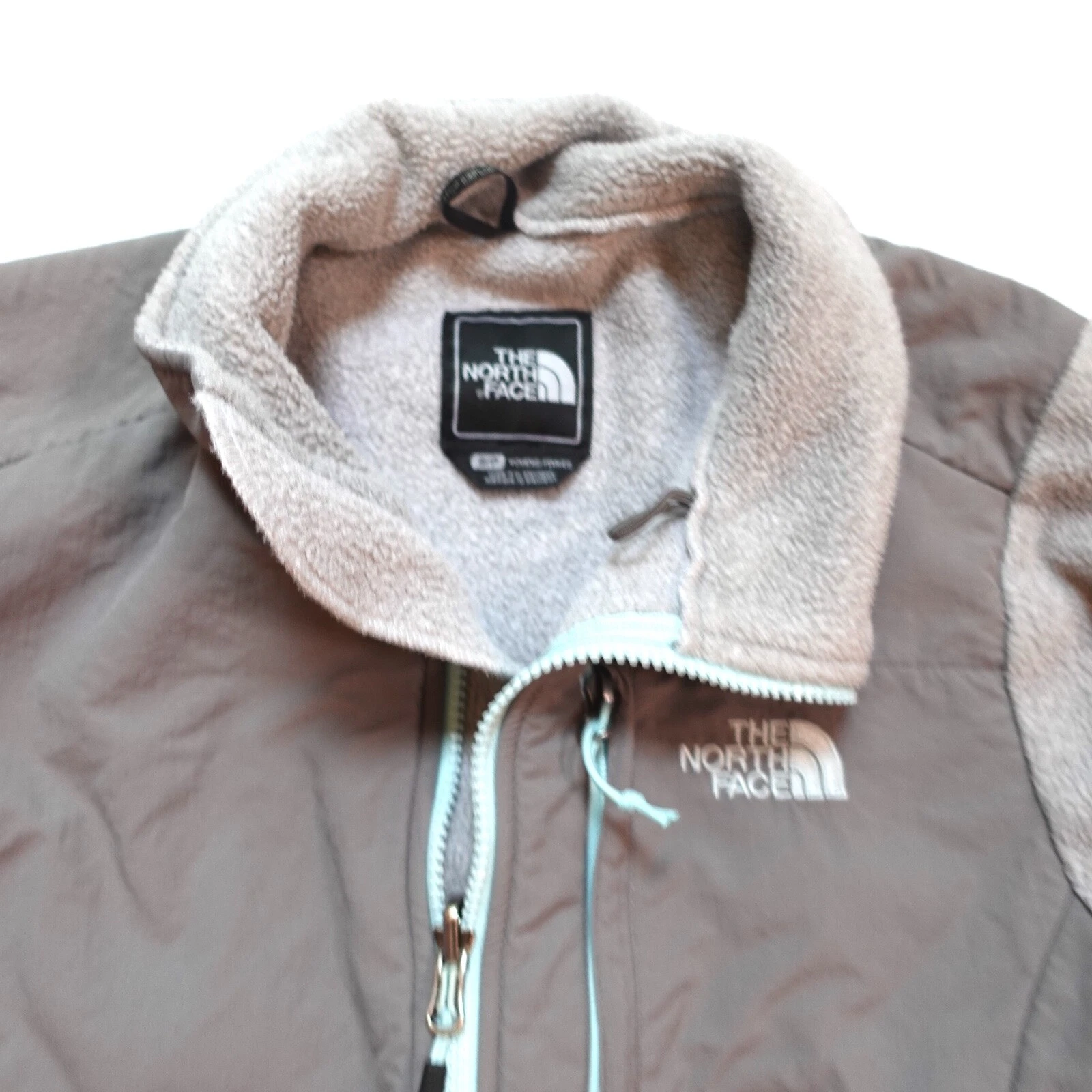 north-face denali full zip mock neck teal jacket