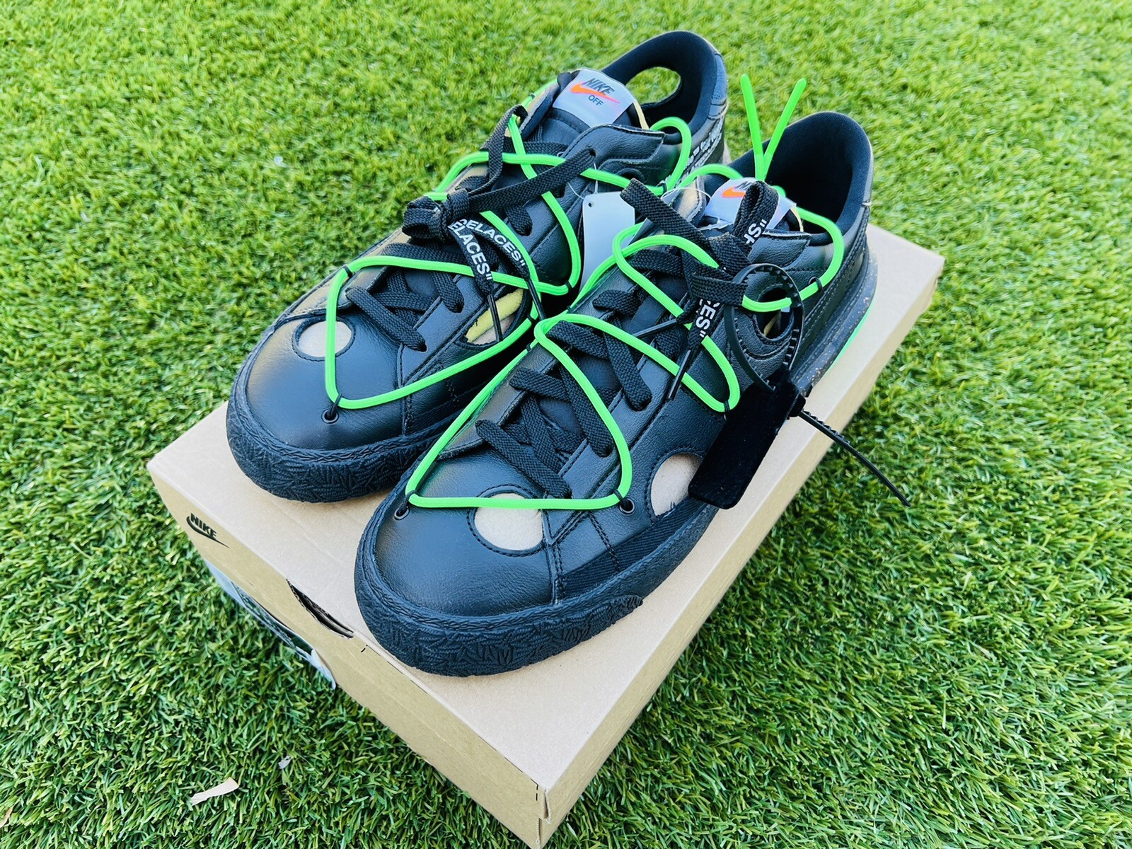 OFF WHITE X NIKE Nike x Off White Blazer Low '77 Nero Verde Elettrico Taglia 14 DH7863 001 NUOVO DS!