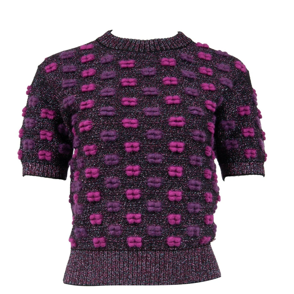 Chanel Womens Cropped Sweater Top 38 Purple Pink Lips Mohair Wool  Supermarket