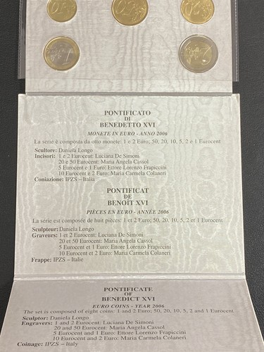 Vaticano, Benedicto XVI, Juego 1 ct. - 2 euros, BU, 2006, Roma, MS - Imagen 4 de 5