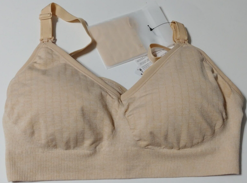 Seramera Womens XL Bra Maternity Active Nursing Seamless Wirefree Clip Open Nude