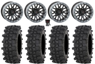 System 3 SB-9 Bdlk 15x10Wide Wheels Gloss Bk 33''ACP Wide Tires Can-Am MaverickX3