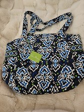 Vera Bradley Glenna Ink Blue Satchel Shoulder Bag Blue Green 12558-164, 13" x12"