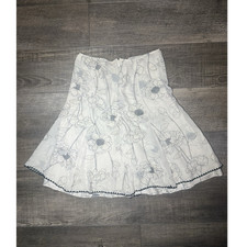 White House Black Market White/Black Floral 100 Silk Knee Skirt size 2
