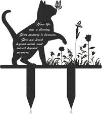Cat Grave Marker 13.4 X 12 Metal Memorial Pet Garden Outdoor Decor Metal Cat M