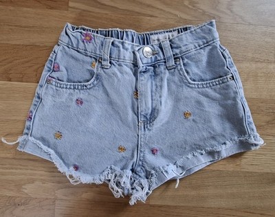 Lefties Mädchen Shorts Gr. 128 Jeans Pants Kurze Hose Stickerei Kinder 