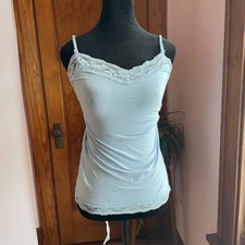 VTG Y2K Deb Soft Blue Lace Cami Top Coquette Fairycore Romantic Tank S Artist