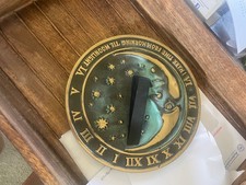 Rome Rm2312 Brass Sunrise/sunset Sundial - Moon Face Wood Indicator-as Is