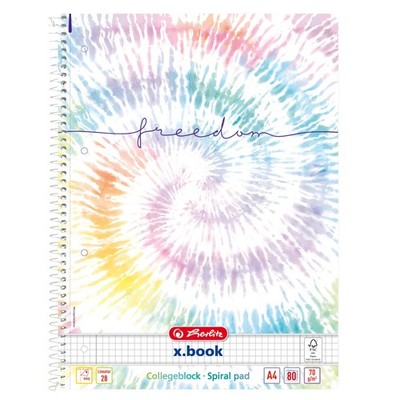Herlitz A4 Spiral Notebook, 80 Sheets, Squared (28 Ruling) - New Batic Freedom -
