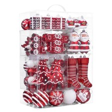 Valery Madelyn Christmas Tree Ornaments Set, 155ct Red and White Shatterproof...