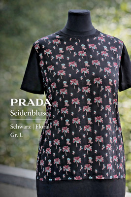 PRADA Seidenbluse Shirt Schwarz Floral Gr. L TOP Zustand Luxus
