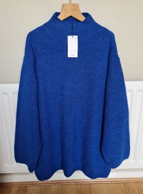 DAMEN NEU MIT ETIKETT MANGOBLAU OVERSIZED STRICKPULLOVER GRÖSSE MEDIUM