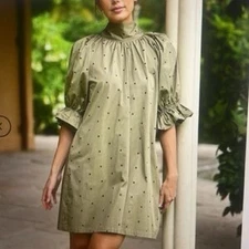 Wyatt Wylde Adrian Reversible Dress Green Black Polka Dot Size XS