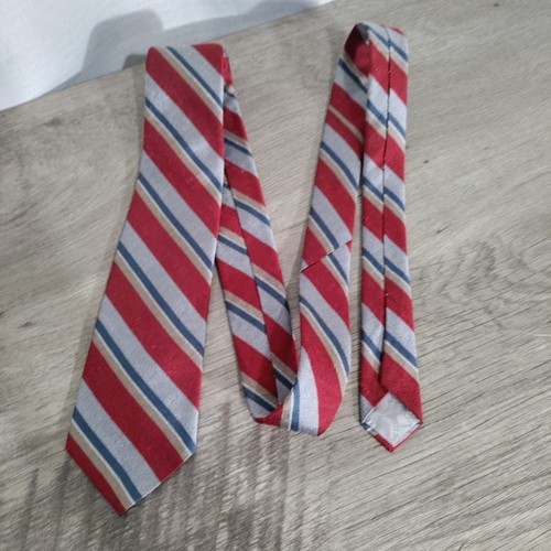 Vintage Christian Dior Tie Men’s Red Blue Preppy Stripes Silk USA Made - Picture 4 of 6