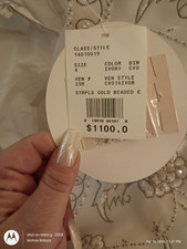 David's Bridal Oleg Cassini Ivory Beaded Strapless Ball Gown Size 4