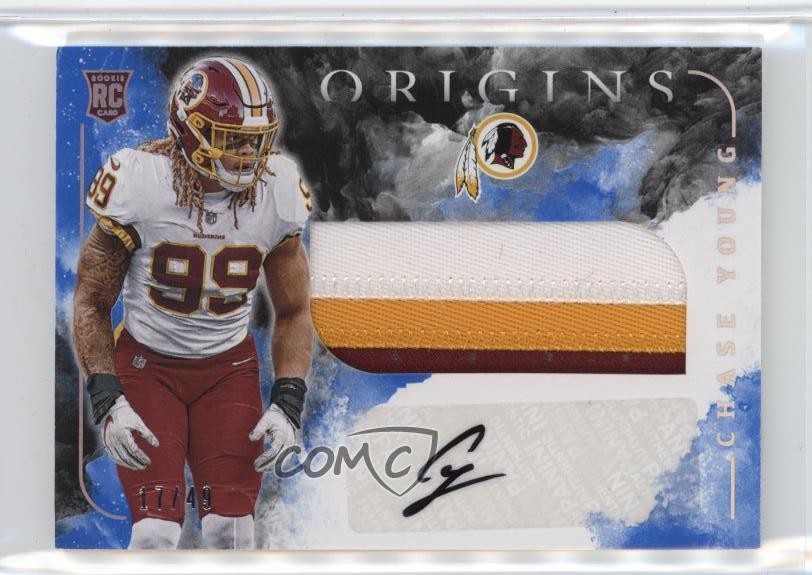 2020 Panini Origins Blue 17/49 Chase Young RPA Rookie Jumbo Patch Auto RC 04yp