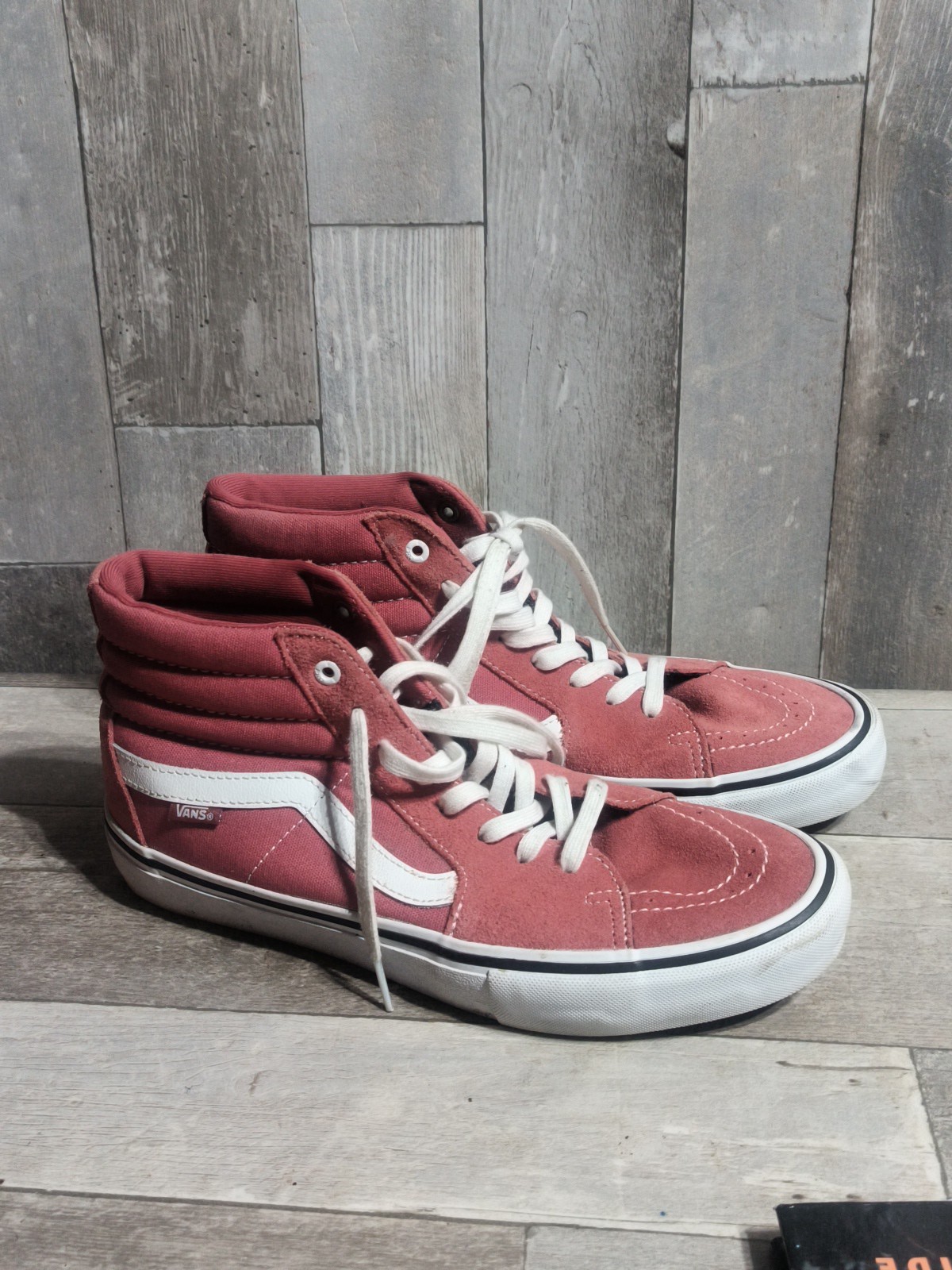 Vans Mens Sk8 Hi 500714 Pale Red Suede Skate Casual Shoes Sneakers Size 10 Great