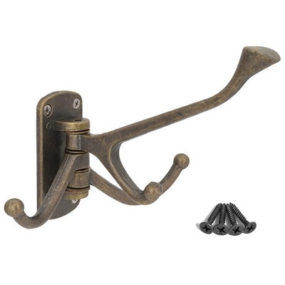 Swivel Hook Wall Mounted Clothes Hat Coat Triple Hooks Foldable For Bathroom!~