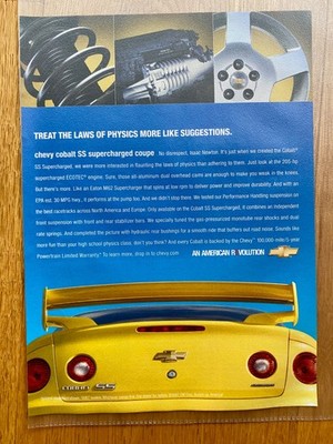 Chevy Cobalt SS Supercharged Coupe Chevrolet 2007 Vintage Ad Werbung Reklame