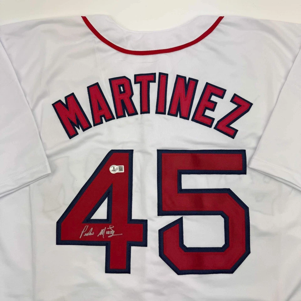 Autographed/Signed Pedro Martinez Boston White Baseball Jersey Beckett BAS COA - Image 2 of 4