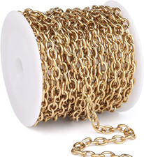 16.5Ft 5mm Stainless Steel Gold Rolo Cable Chain Bulk Spool for Jewelry Making