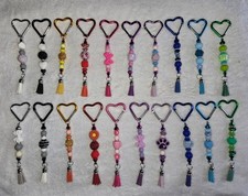 Handmade Colorful Heart Keychains with beads and matching tassel