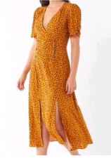 Urban Outfitters Women's Large V Neck Front-Slit Midi Dress Floral Print 