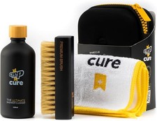 Shoe cleaner kit with brush, cloth, for leather, suede, canvas.
