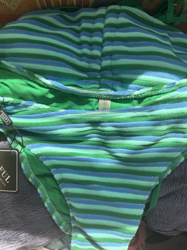 ZAFUL Flocking Textured High Cut Ruched Bikini Set - Blue and Green, Large - Picture 3 of 9