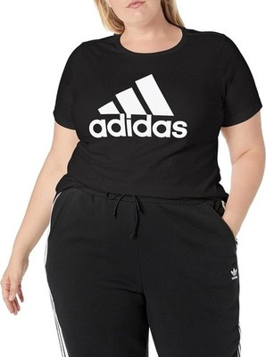 Adidas Women's Essentials Logo Cotton Tee T-Shirt Size 3X Core Black/White NWT