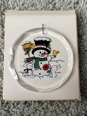 Thayer Christmas Ornament Colors of the Season Snowman Crystal Acrylic with box