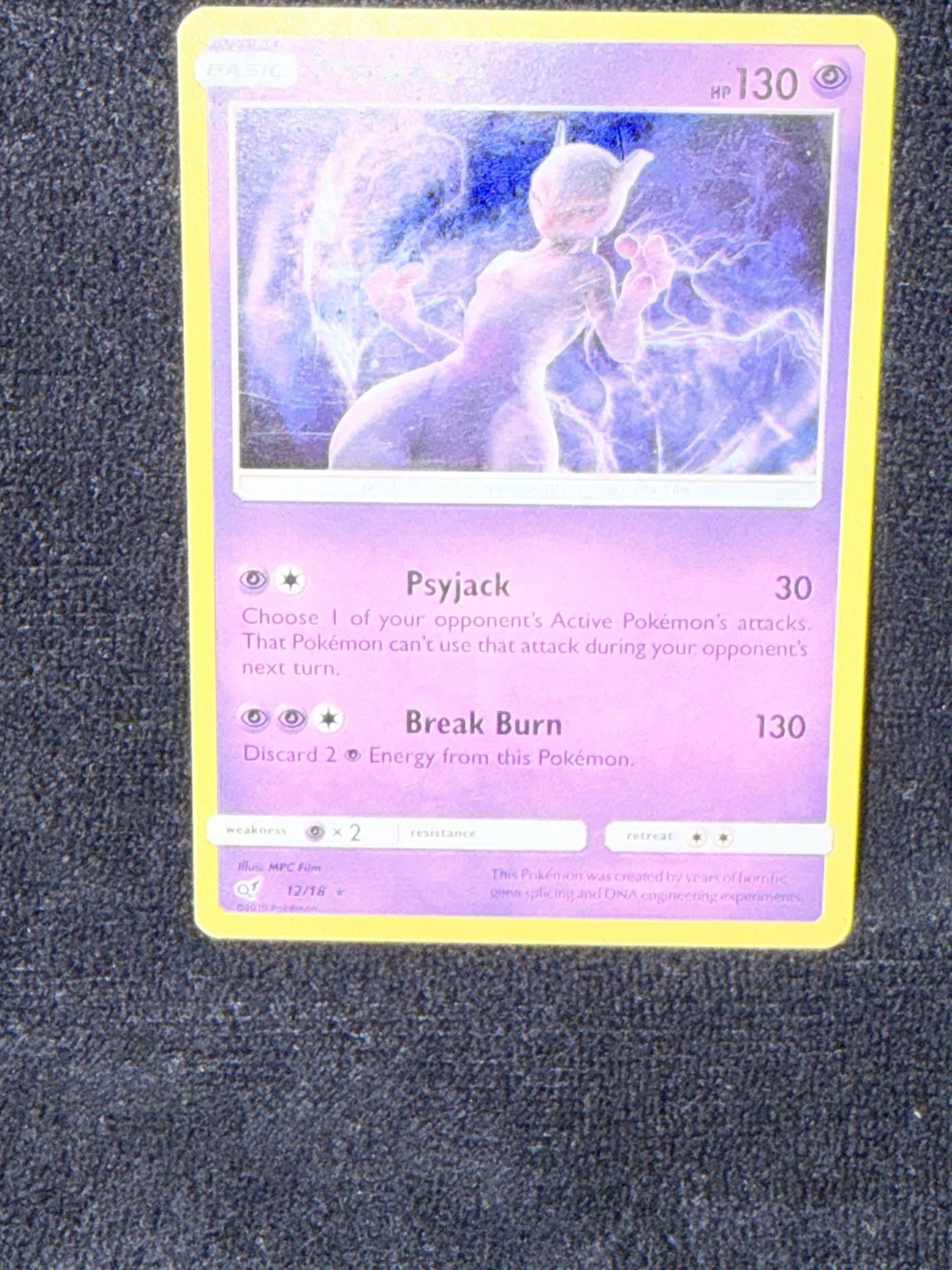 Mewtwo Detective Pikachu Silver Star Pokemon 12/18 PDP Rare Moderately Played