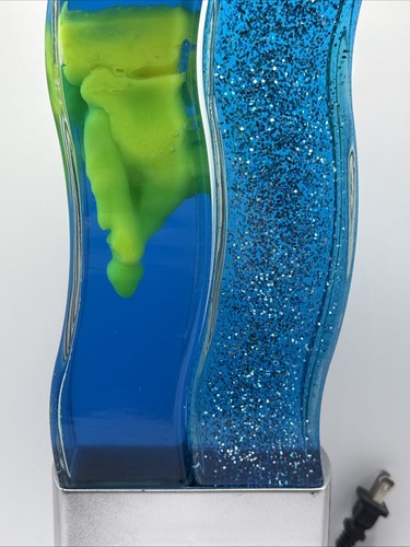 Vintage Dual Lava Lamp Glitter Light Side By Side Twin Green/Silver - Picture 3 of 9