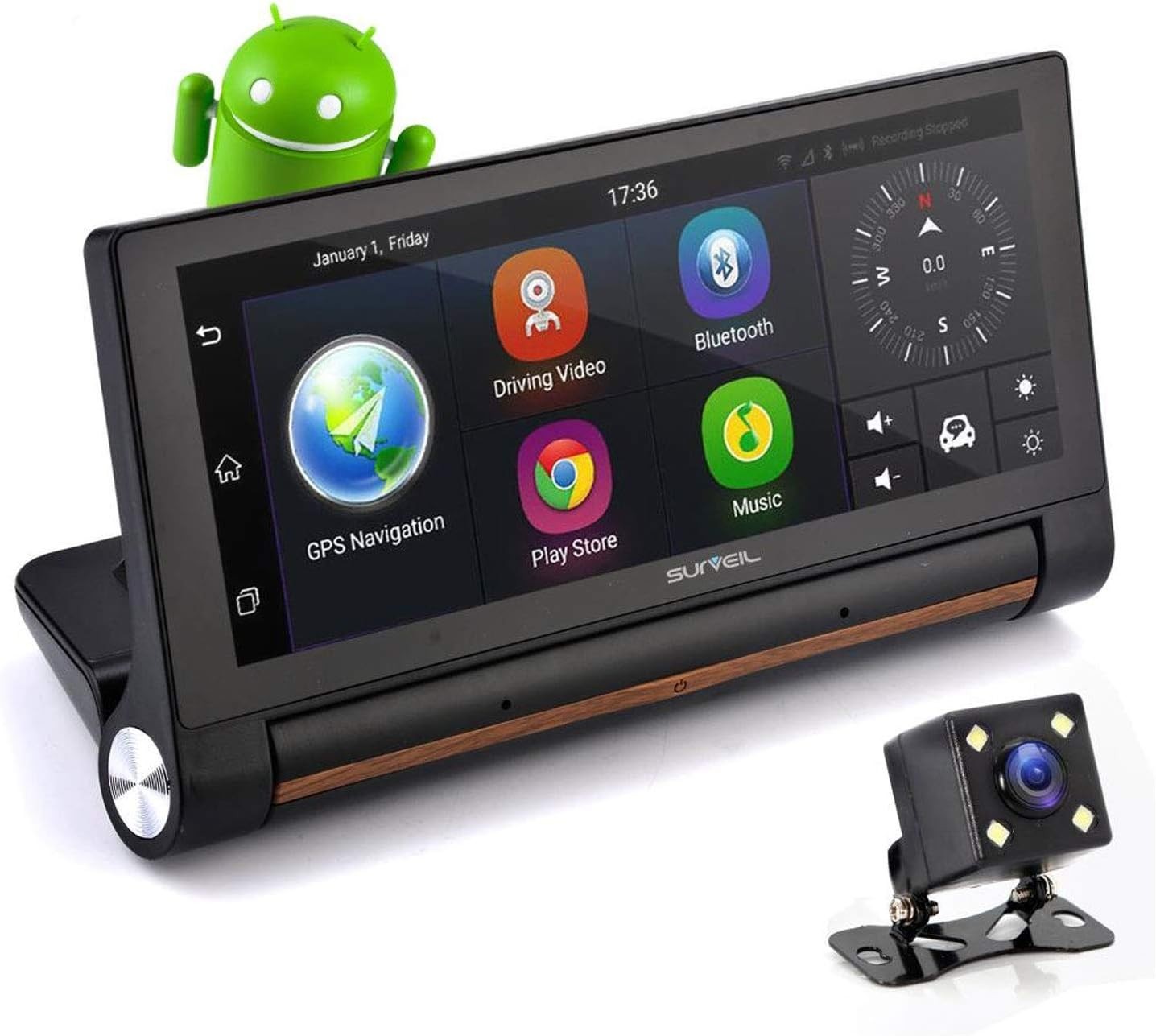 Pyle PLDVRCAMAND75 7-inch Wireless Android GPS DVR Dash Cam 