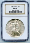 1986 American Silver Eagle 1 OZ NGC MS69 - First Year of Issue