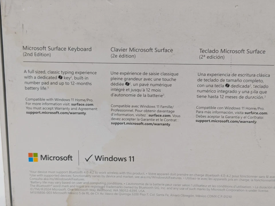 Microsoft Surface Full-size Wireless Keyboard 2nd Edition - Silver | EP2-04209 - Image 4 of 4