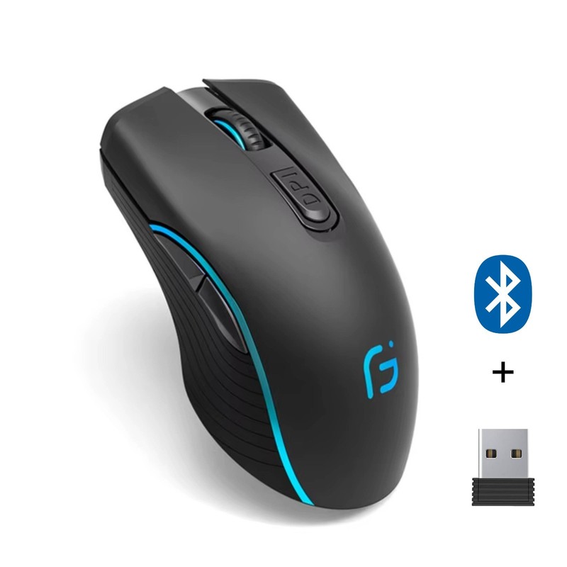 Rechargeable Dual-Mode Wireless Silent Mouse – Bluetooth + 2.4GHz – Quiet Click