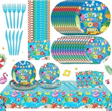 121 Pcs Goodbye School Hello Pool Party Tableware Set End of School Year Party