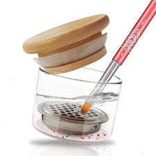 Nail Brushes Washing Cup, Dappen Dish with Lid & Mesh Layered Acrylic Nail Brush
