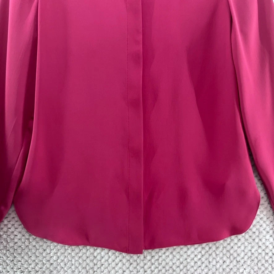 Theory Top Womens S Pink Magenta Silk Button Front Shirt Collared Career Money - Image 4 of 4