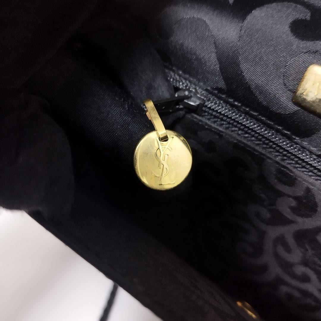 YVES SAINT LAURENT Nylon Leather Shoulder Bag Black Arabesque Fringe Classic thumbnail 13