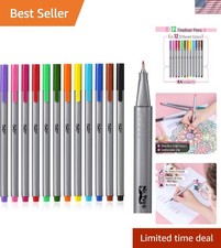 Colored Fineliner Pens - 12 Pack, Fine Point, Smooth Writing Experience