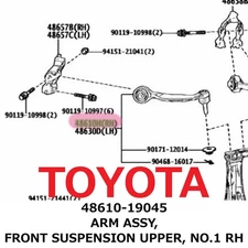 TOYOTA LEXUS Genuine OEM RH No.1 Front Upper Suspension Arm Assy 48610-19045 New