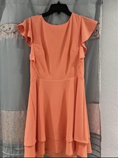Peach Solid Fit & Flare Dress Midnight Moon f...